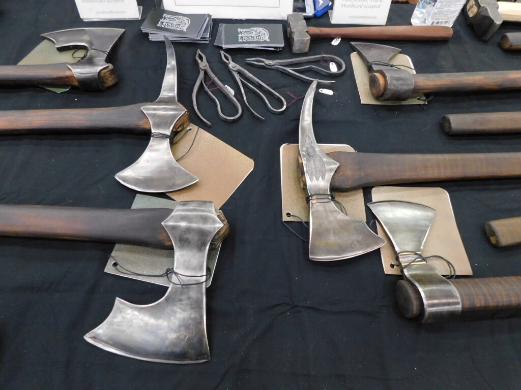 Hand forged functional hand tools, weapons and implements from 10th Century Viking to 18th Century American styles